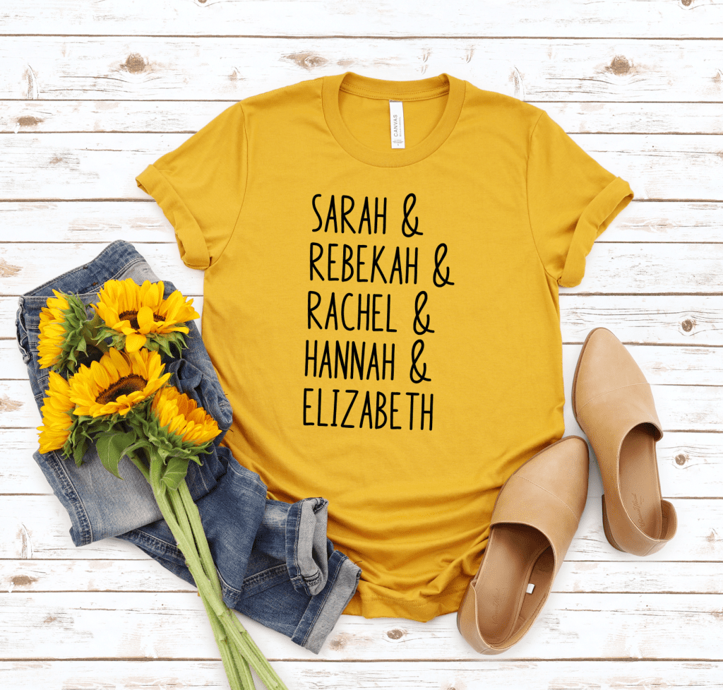 Sarah & Rebekah & Rachel & Hannah & Elizabeth Barren Women Mustard Yellow Shirt