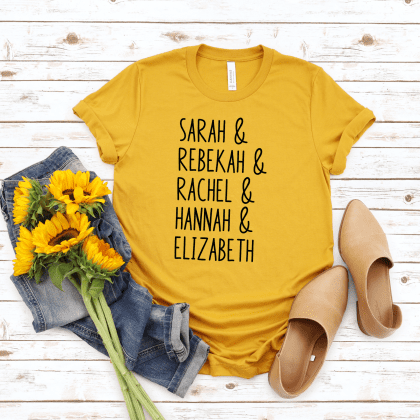 Sarah & Rebekah & Rachel & Hannah & Elizabeth Barren Women Mustard Yellow Shirt