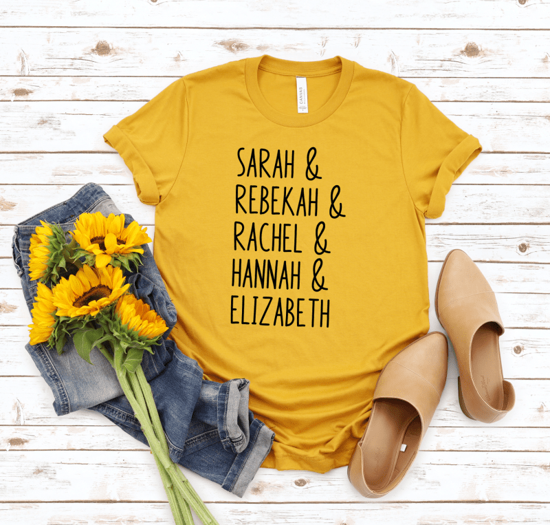 Sarah & Rebekah & Rachel & Hannah & Elizabeth Barren Women Mustard Yellow Shirt