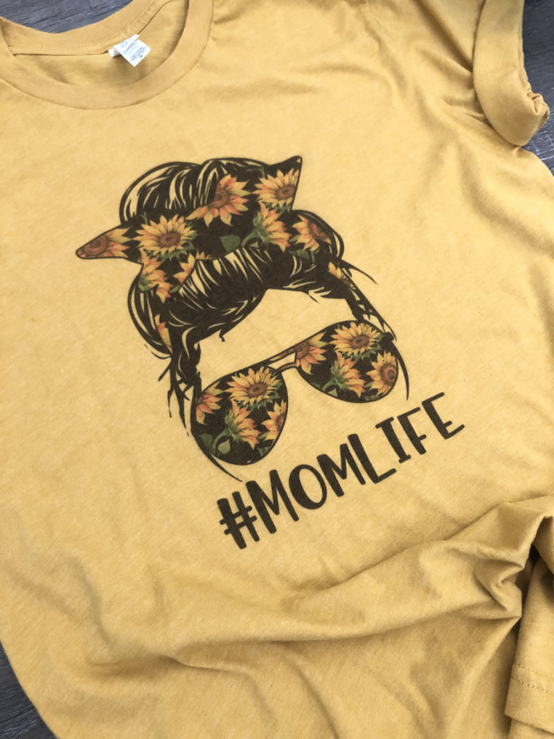 sunflower momlife yellow shirt