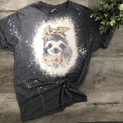 Sunflower Sloth bleached gray shirt