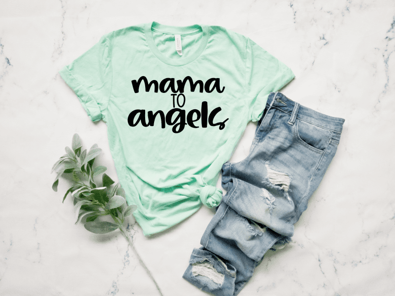 mama to angels mint green shirt