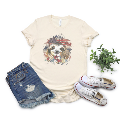 patriotic sloth natural shirt