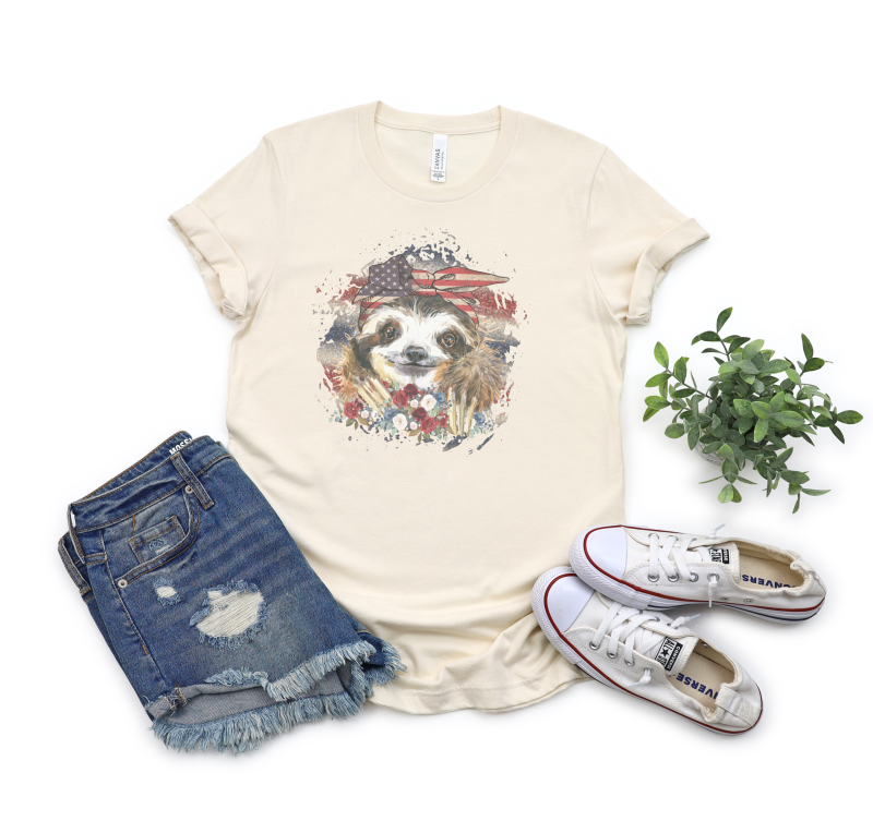 patriotic sloth natural shirt