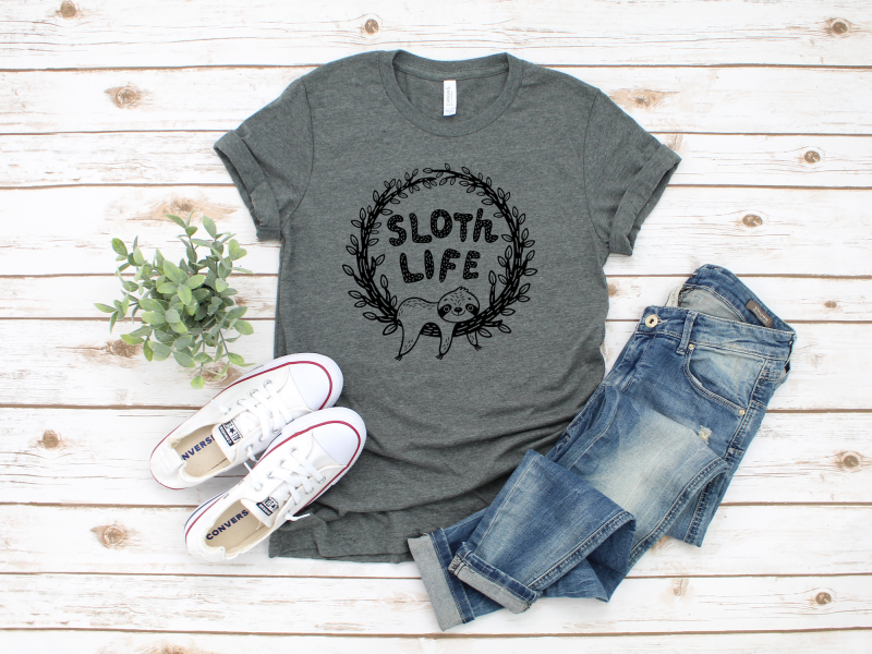 sloth life wreath gray shirt