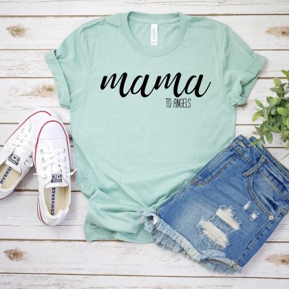mama to angels pregnancy loss dusty blue shirt