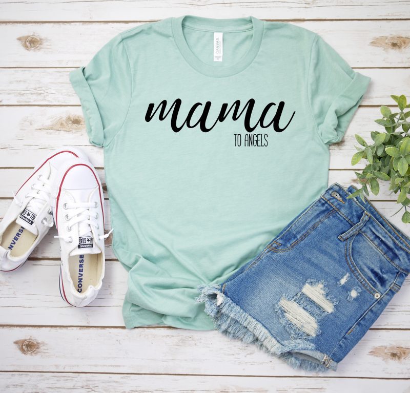 mama to angels pregnancy loss dusty blue shirt