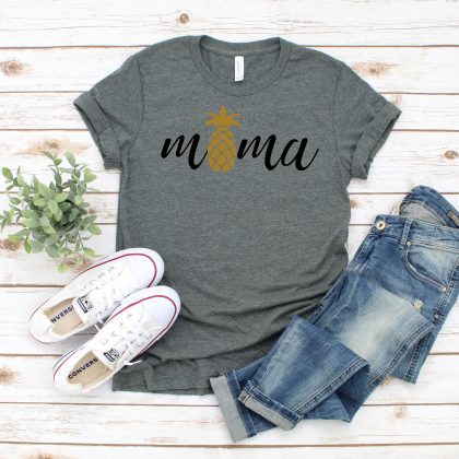 mama gold pineapple gray shirt