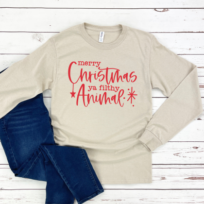 Merry Christmas ya filthy animal long sleeve shirt