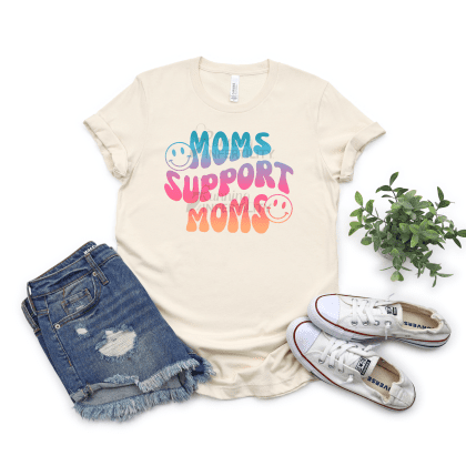 moms support moms candy swirl front tee
