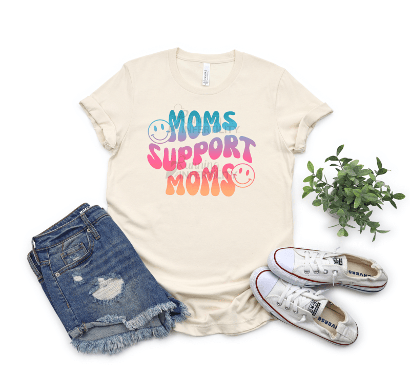 moms support moms candy swirl front tee