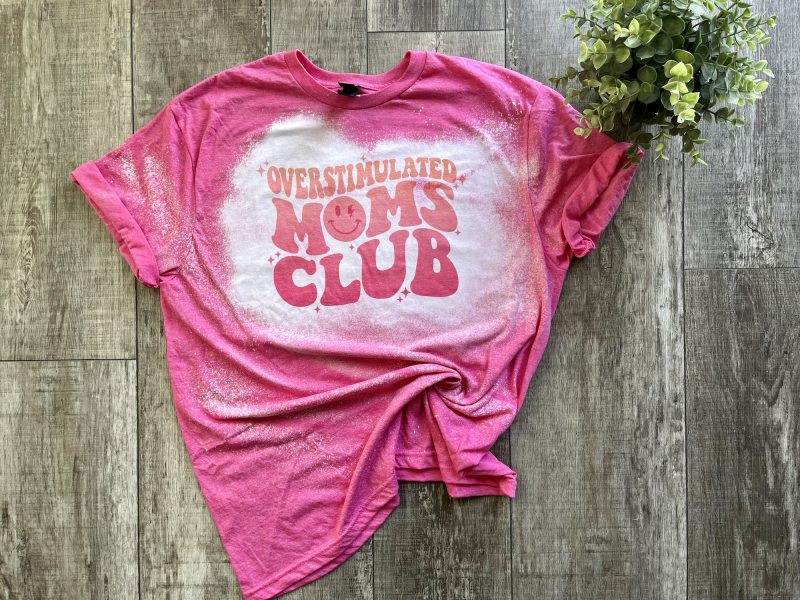 Bleached Pink Overstimulated Moms Club Tee