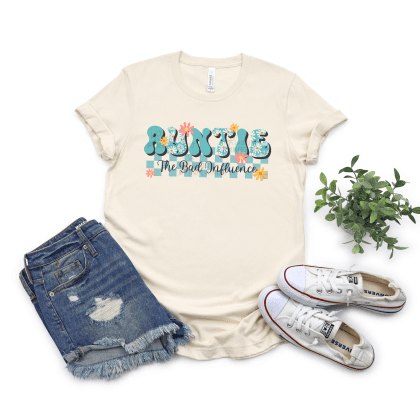 Auntie: The Bad Influence Groovy Font Tee