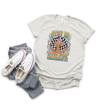 stay in your own energy heather dust tee